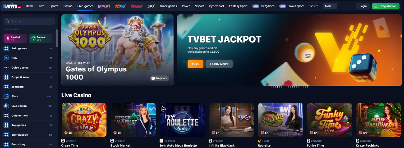 1win Live casino in India